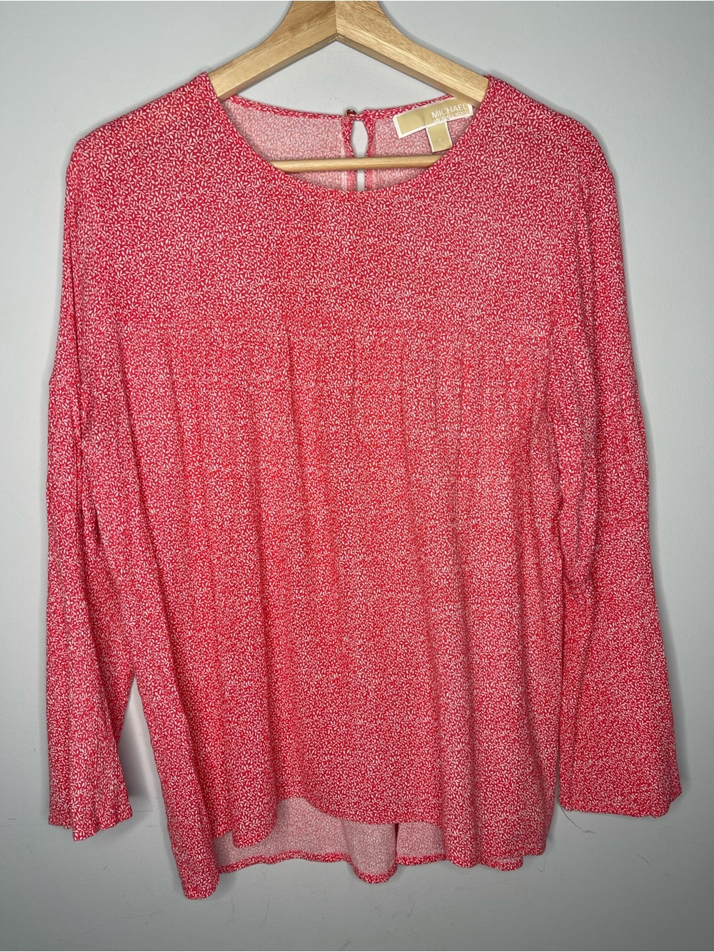 Michael Kors Red Printed Long Sleeve Blouse (Large)